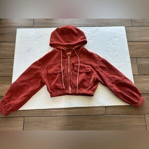 SHEIN corduroy cropped zipup jacket